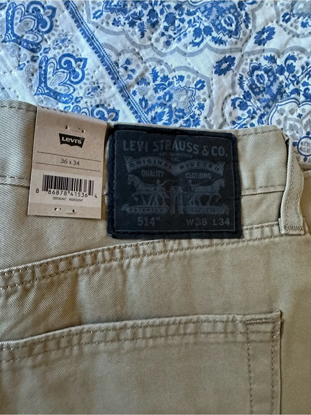 levi’s 514 Straight Leg Men's Jeans Khaki 36x34